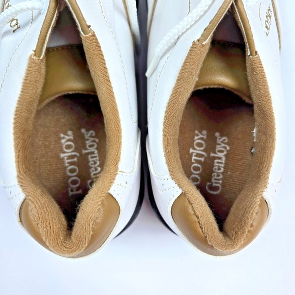 Footjoy Golf Shoes Mens‎ Size 7 Contour Soft Spikes 48762 White Brown Comfort - Picture 7 of 10